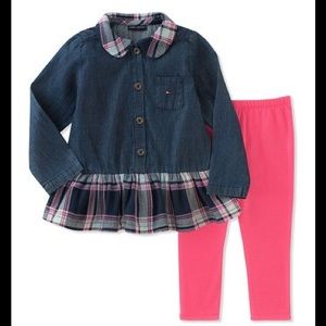 Tommy Hilfiger Plaid Ruffle Tunic & Leggings Set